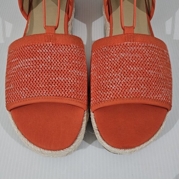 NEW Eileen Fisher Mews Espadrilles Sandal Open Toe Orange Knit Leather Size 9 - Picture 5 of 14